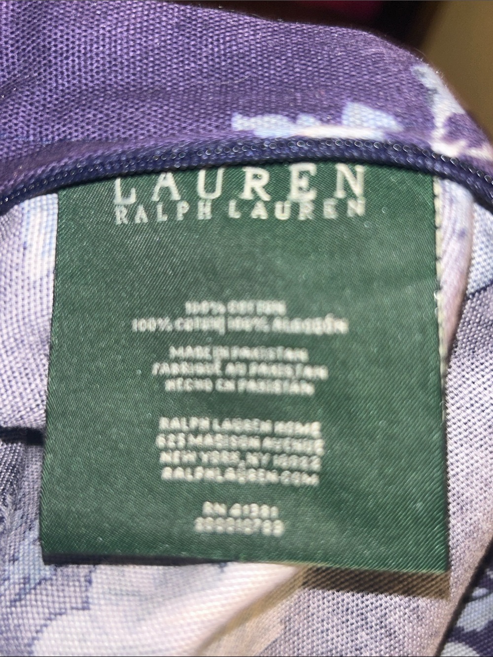 Ralph Lauren purple floral pillow cover - Picture 3 of 3